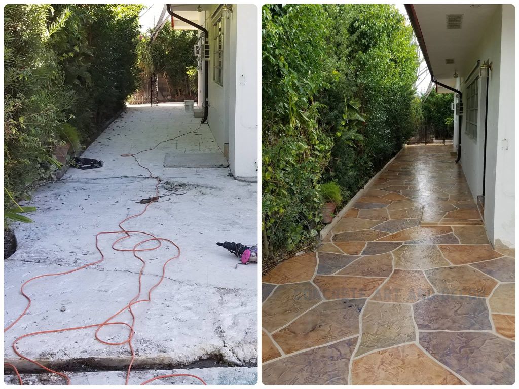 before and after stamped concrete process