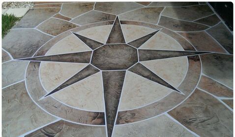decorative concrete pattern of a compass