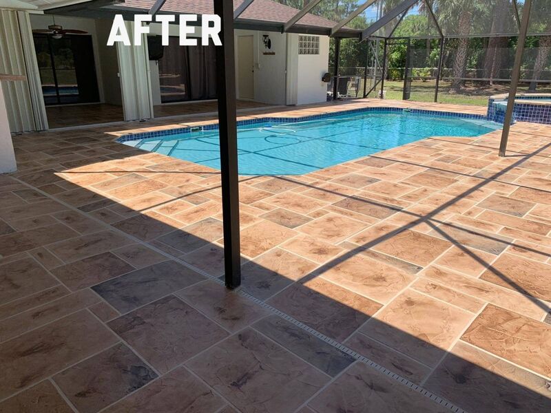 large stamped concrete patio 
