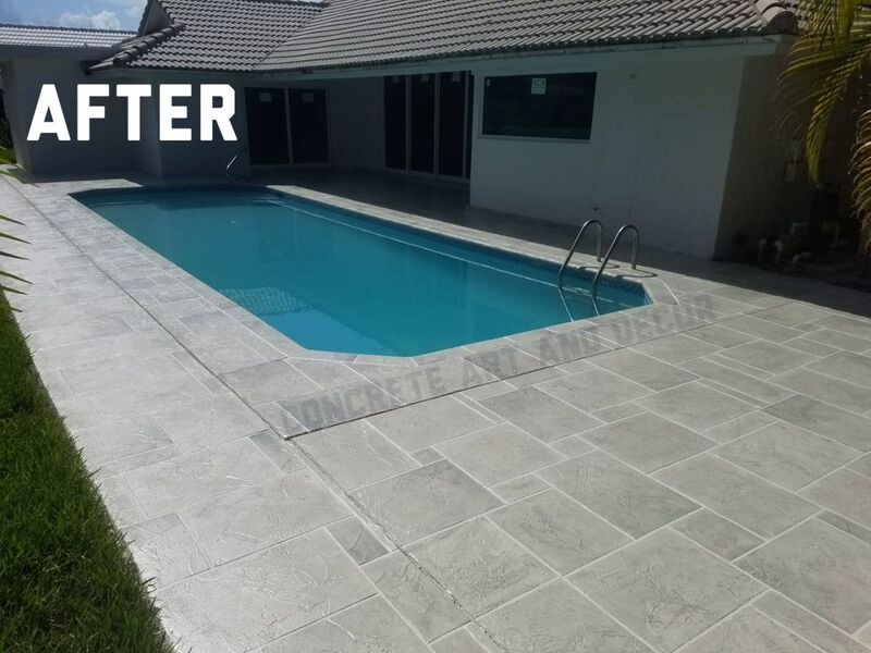 after pool deck resurfacing modern geometric tile design